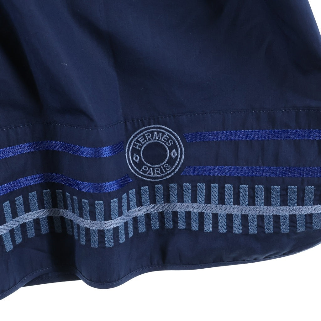 HERMES(エルメス) BEACH CAFTAN ビーチカフタンドレス 刺繍 半袖ワンピース H6E3518DAI734 ネイビー レディース
