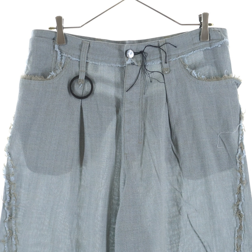 MINUS(マイナス) Slash Seam Twist Wide Trousers スラッシュ ツイスト ワイド トラウザー グレー M-24F-PT007