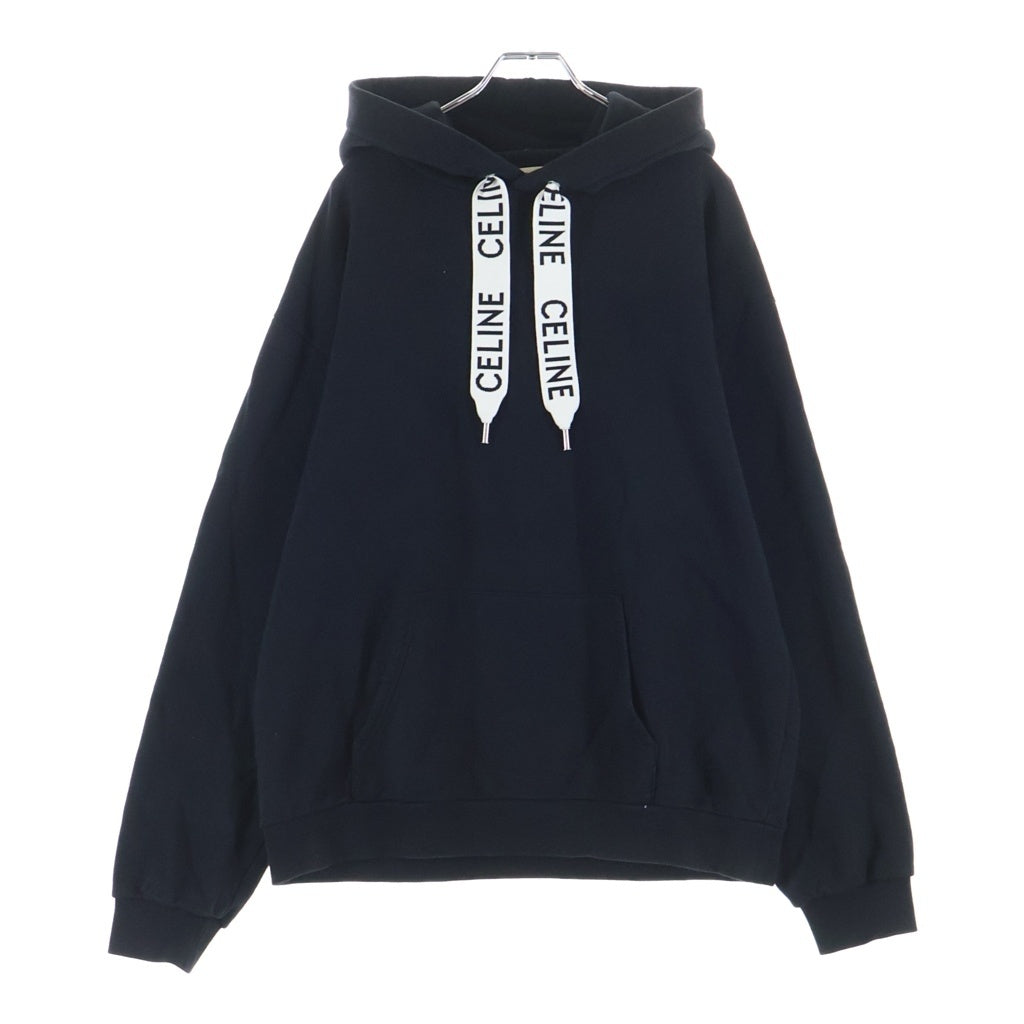 CELINE(セリーヌ) 21AW Loose Sweatshirt In Cotton Fleece ドローコード プルオーバー フーディー スウェット パーカー ブラック 2Y468670Q