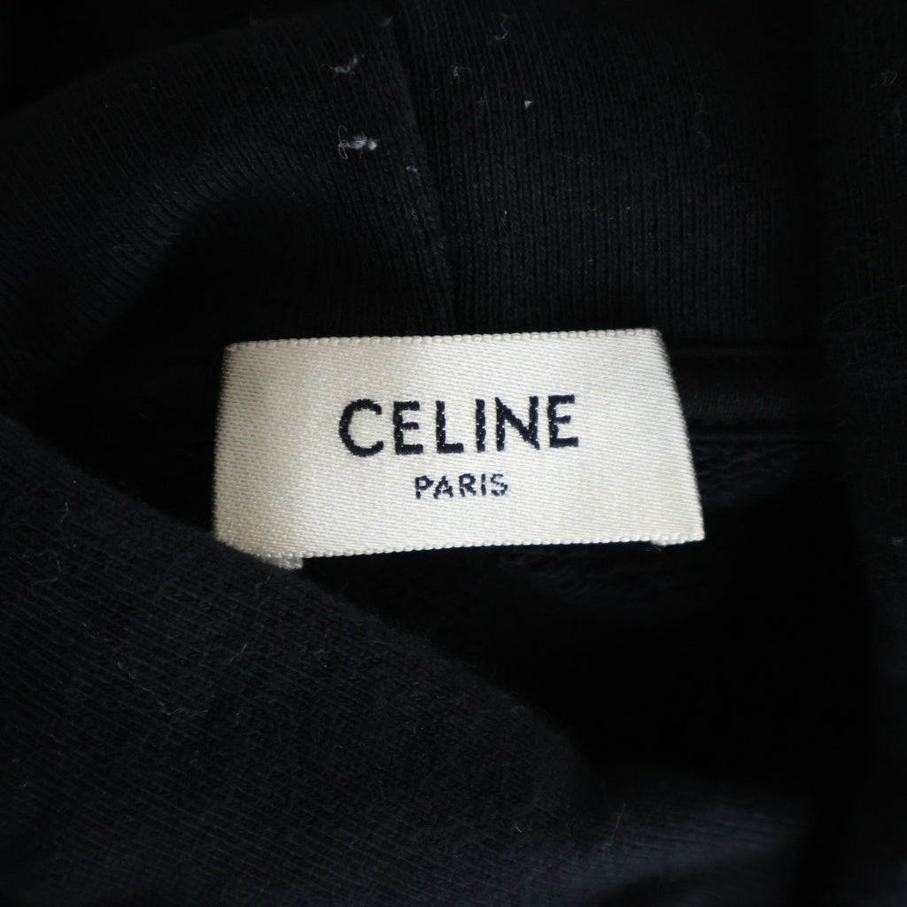 CELINE(セリーヌ) 21AW Loose Sweatshirt In Cotton Fleece ドローコード プルオーバー フーディー スウェット パーカー ブラック 2Y468670Q