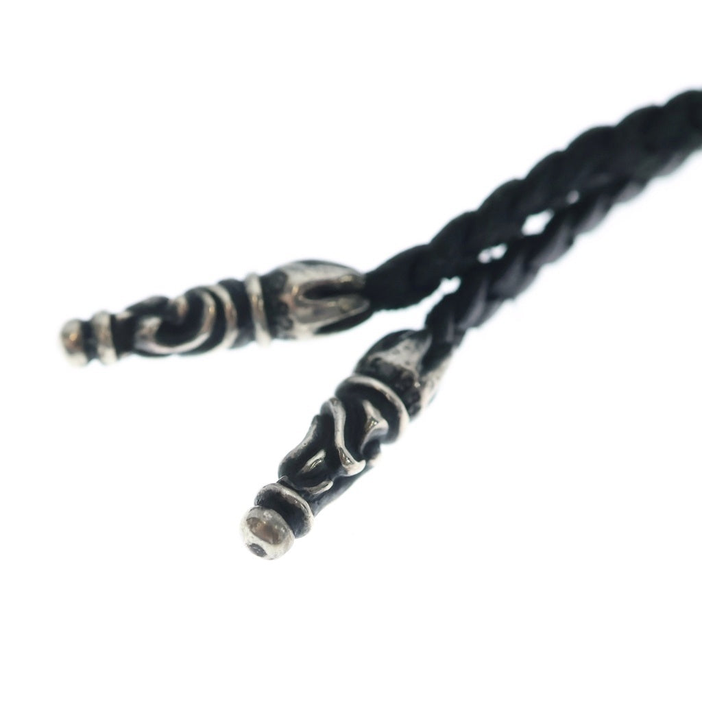 CHROME HEARTS(クロムハーツ) LEATHER BRAID SCROLL ネックレス レザーブレイドネックレス ブラック/シルバー BCA377