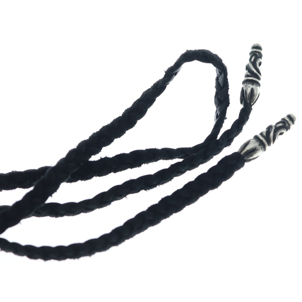 CHROME HEARTS(クロムハーツ) LEATHER BRAID SCROLL ネックレス レザーブレイドネックレス ブラック/シルバー BCA377