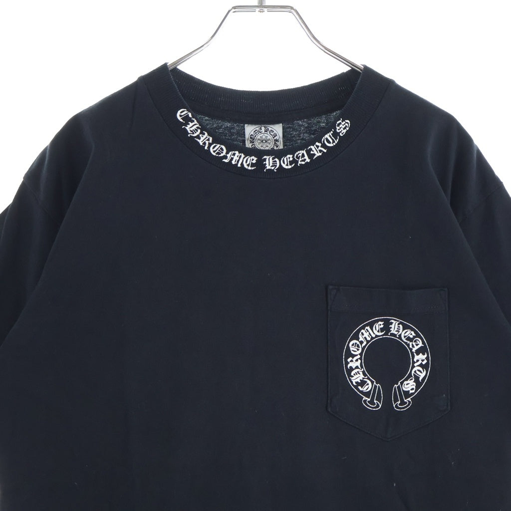 CHROME HEARTS(クロムハーツ) OLD NECK LOGO BACK FLRL LRG CRS S/S TEE オールド ネックロゴ バックフローラル ラージクロスプリント半袖Tシャツ ブラック