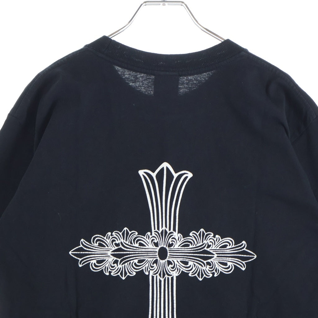CHROME HEARTS(クロムハーツ) OLD NECK LOGO BACK FLRL LRG CRS S/S TEE オールド ネックロゴ バックフローラル ラージクロスプリント半袖Tシャツ ブラック