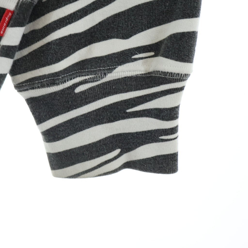 SUPREME(シュプリーム) 22AW Box Logo Crewneck Zebra ゼブラ柄 ボックスロゴ クルーネック長袖スウェットトレーナー ブラック/ホワイト