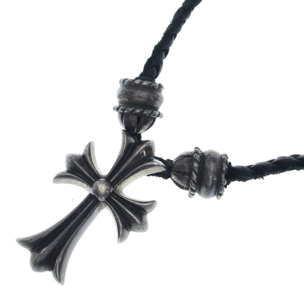 CHROME HEARTS(クロムハーツ) CH CRS SML CL スモールCHクロス クリンプト レザーブレイド ネックレス シルバー/ブラック BCA217