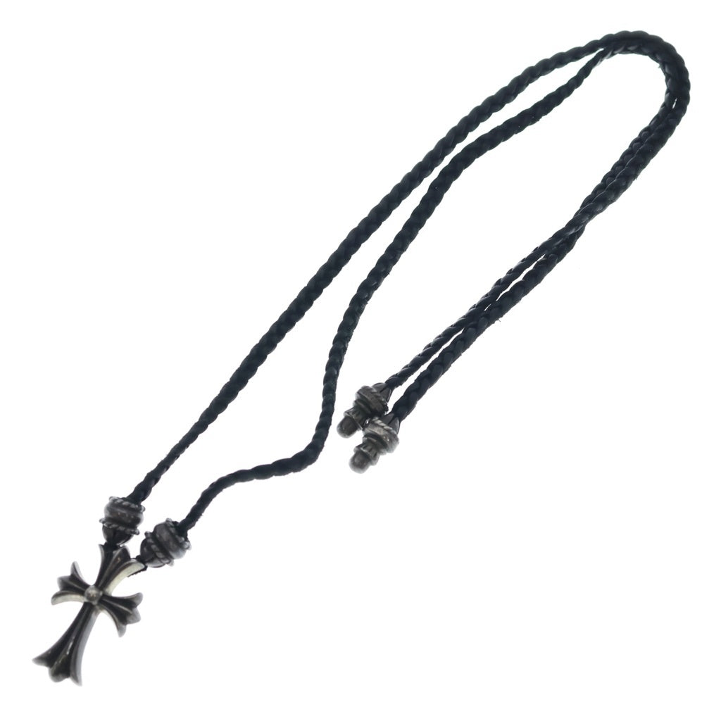 CHROME HEARTS(クロムハーツ) CH CRS SML CL スモールCHクロス クリンプト レザーブレイド ネックレス シルバー/ブラック BCA217