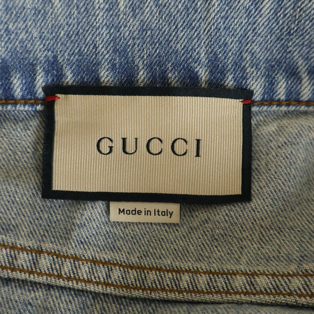GUCCI(グッチ) GG ロールアップ ターンアップ ウォッシュド デニムパンツ ジーンズ 774078 XDCTN インディゴ