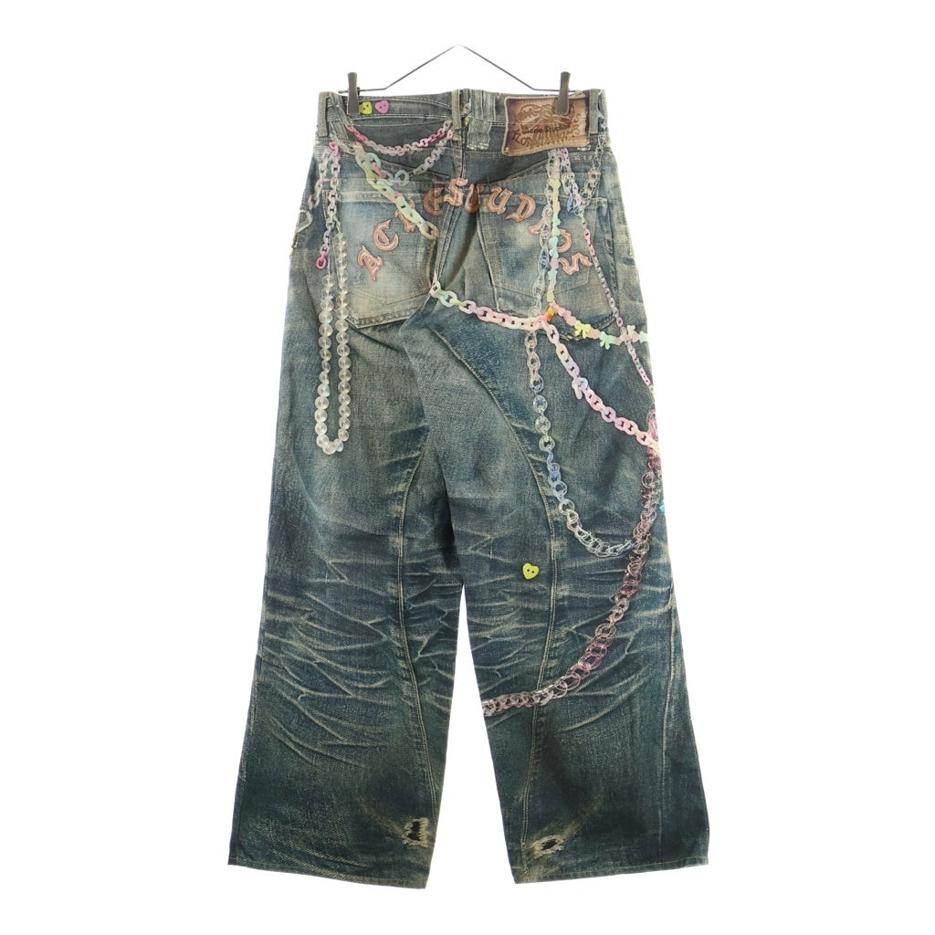 Acne Studios(アクネ ストゥディオズ) Baggy Fit Jeans 1981M 転写プリント ボタンフライ バギーフィット デニムパンツ インディゴ FN-MN-TROU001101