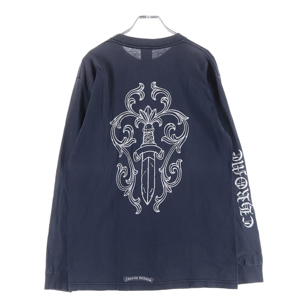 CHROME HEARTS(クロムハーツ) OLD ×max field Dagger L/S TEE オールド マックスフィールド ダガープリント 長袖Tシャツカットソー ネイビー
