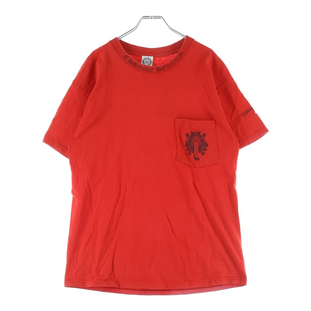 CHROME HEARTS(クロムハーツ) OLD Neck Logo Vine Dagger オールド ネックロゴ ヴァインダガー 半袖Tシャツカットソー レッド