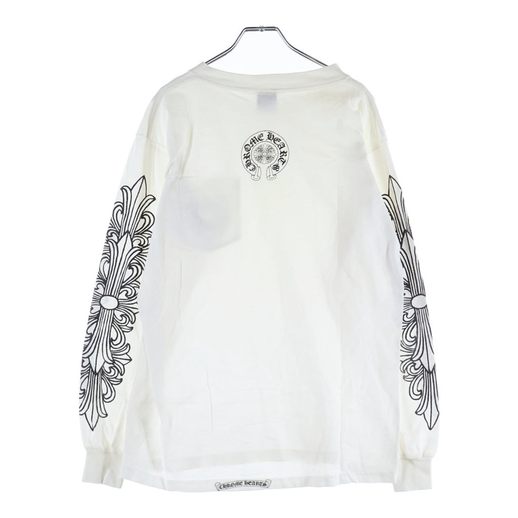 CHROME HEARTS(クロムハーツ) OLD L/S オールド 袖フローラル ヴァインダガーホースシュープリント 長袖Tシャツカットソー ホワイト