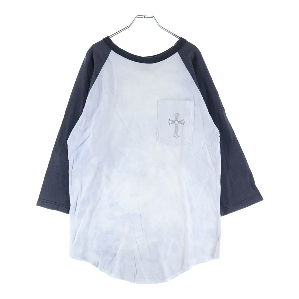 CHROME HEARTS(クロムハーツ) OLD CEMETARY CROSS RAGLAN TEE オールド7分丈 セメタリークロス ラグラン長袖シャツ カットソーホワイト/ブラック