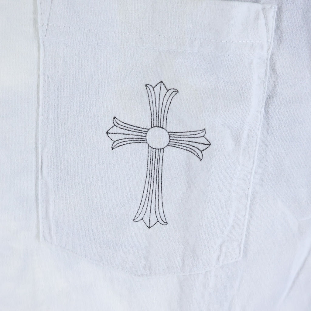 CHROME HEARTS(クロムハーツ) OLD CEMETARY CROSS RAGLAN TEE オールド7分丈 セメタリークロス ラグラン長袖シャツ カットソーホワイト/ブラック