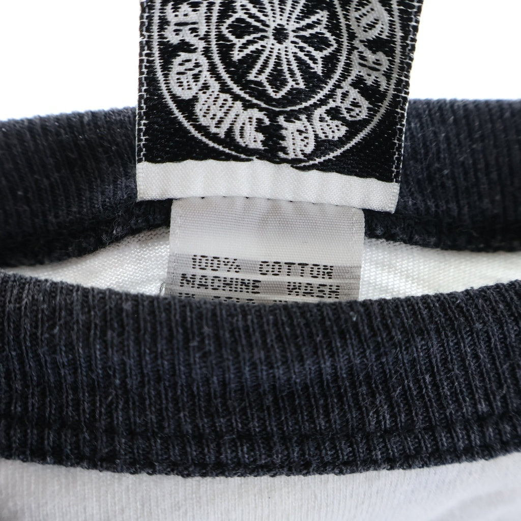 CHROME HEARTS(クロムハーツ) OLD CEMETARY CROSS RAGLAN TEE オールド7分丈 セメタリークロス ラグラン長袖シャツ カットソーホワイト/ブラック