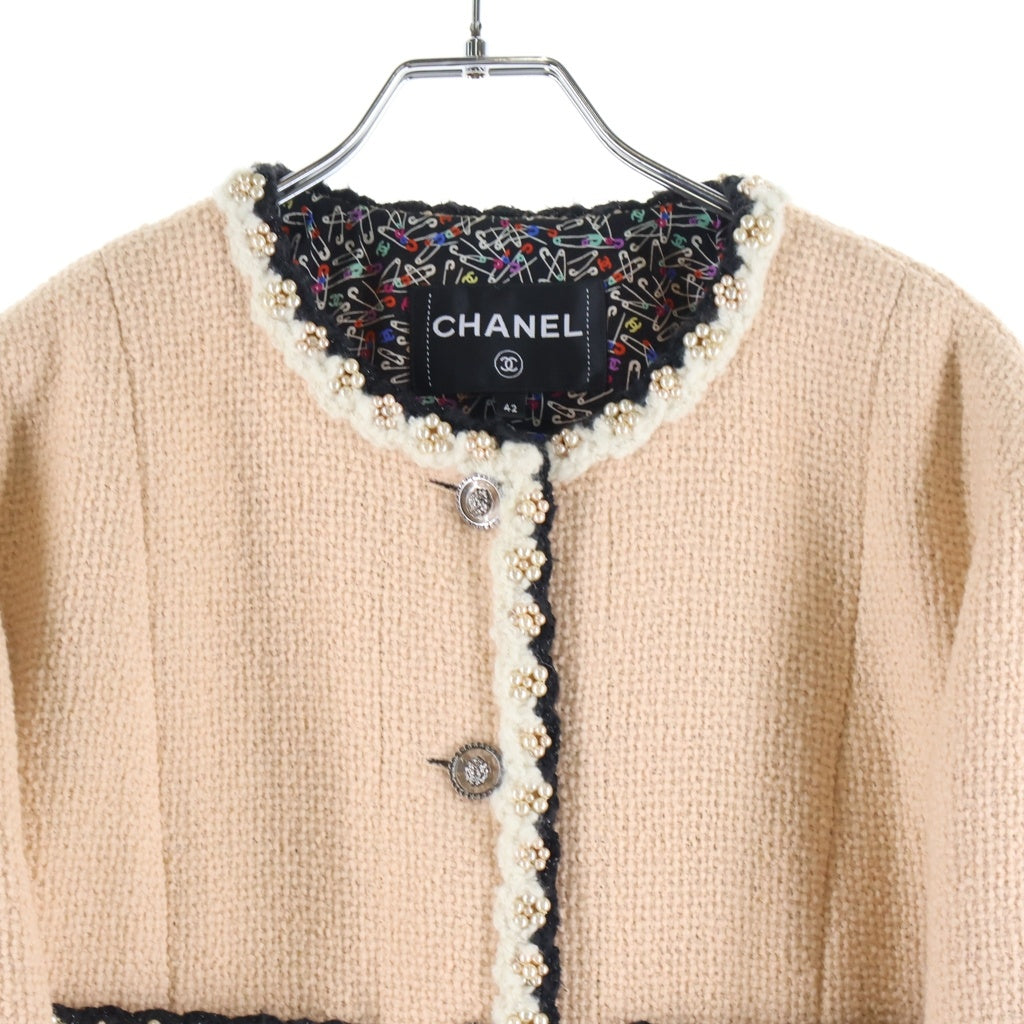 CHANEL(シャネル) 24AW Pearl Trim Tweed Jacket パールトリムツイードジャケット ピンク P77700V69436 レディース