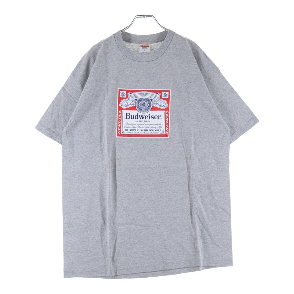 SUPREME(シュプリーム) 09SS ×Budweiser Logo Tee バドワイザー プリント半袖Tシャツカットソー グレー