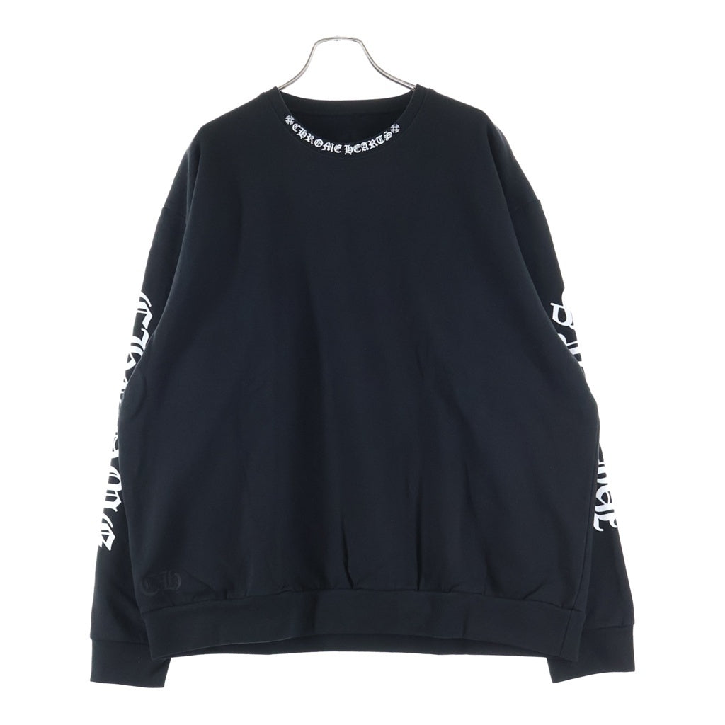 CHROME HEARTS(クロムハーツ) Neck Logo Crewneck Sweatshirt ネックロゴクルーネックスウェットシャツ トレーナー ブラック