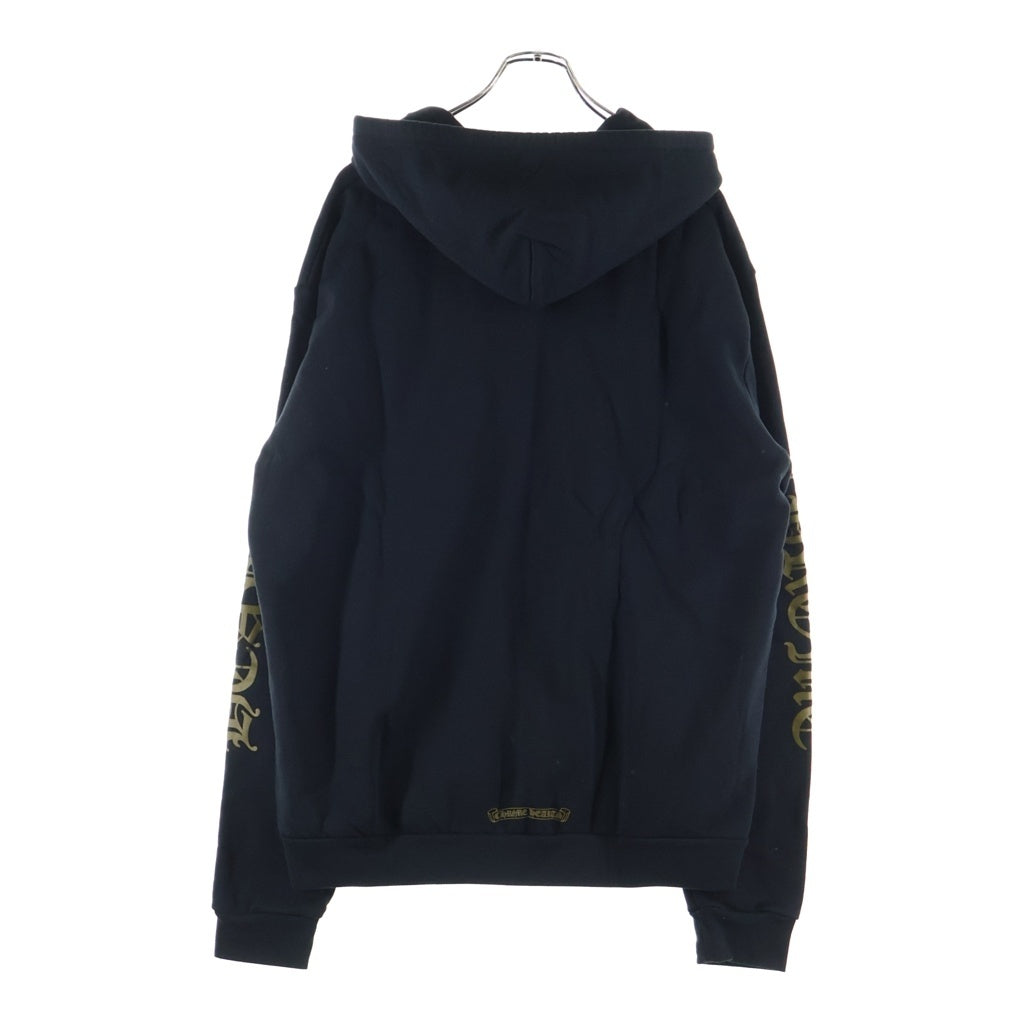 CHROME HEARTS(クロムハーツ) SWTSHRT HD ZIP ヴァーティカルロゴグリッタープリントジップアップパーカー ブラック/カーキ