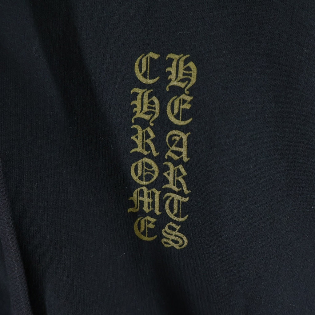 CHROME HEARTS(クロムハーツ) SWTSHRT HD ZIP ヴァーティカルロゴグリッタープリントジップアップパーカー ブラック/カーキ