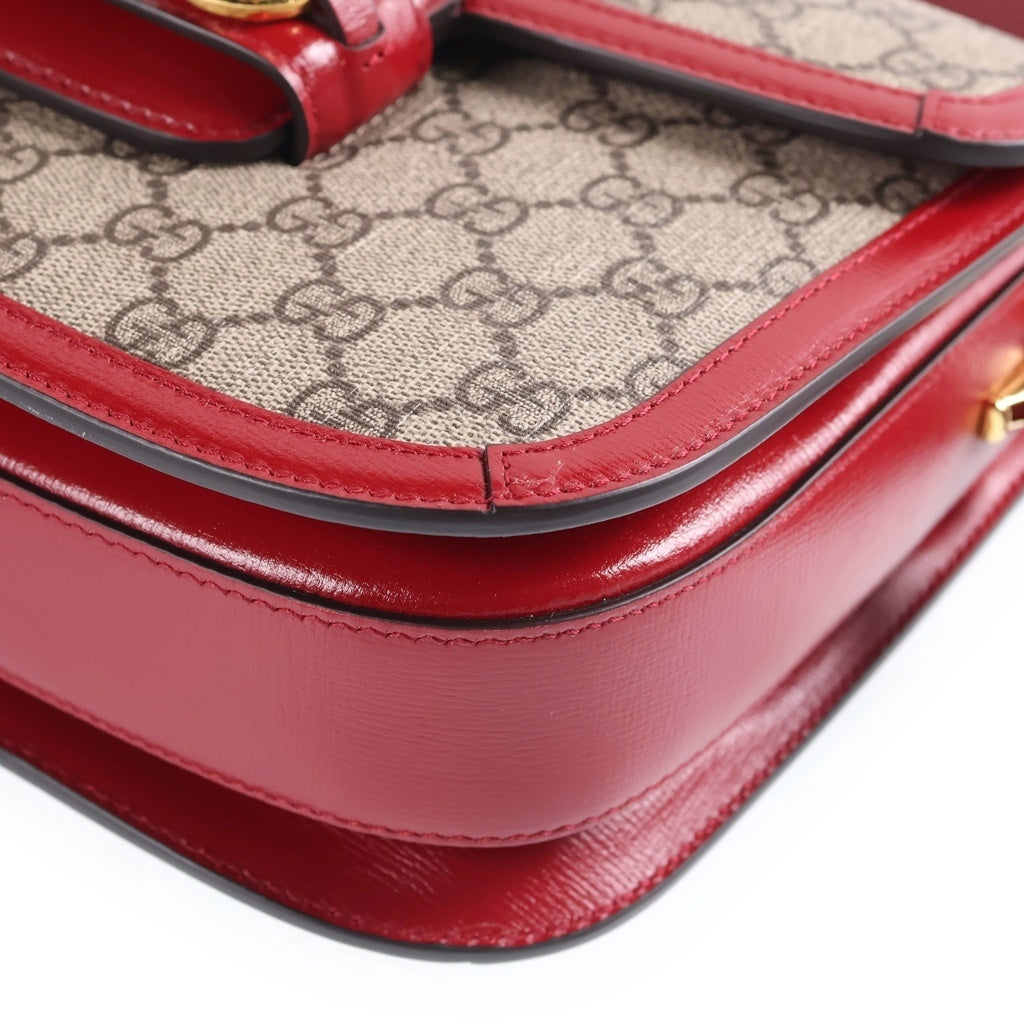 GUCCI(グッチ) ホースビット ショルダーバッグ PVCレザー ゴールド金具 658574 ブラウン/レッド