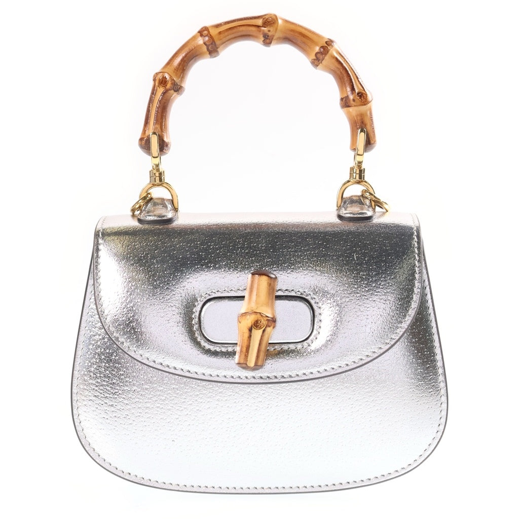 GUCCI(グッチ) バンブー ミニ レザー 2WAY ショルダーバッグ ハンドバッグ 686864 シルバー