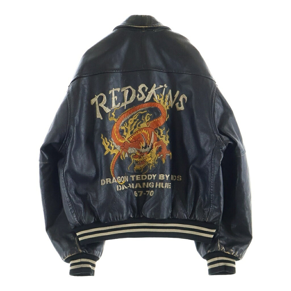 REDSKINS(レッドスキンズ) ドラゴン刺繍 レザージャケット ブラック