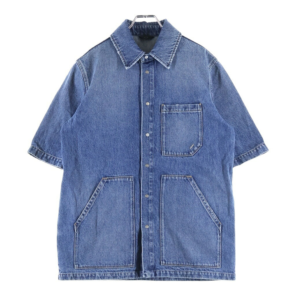 FENDI(フェンディ) Denim Shirt 胸ポケット 半袖デニムシャツ FW1315 AS02 インディゴ
