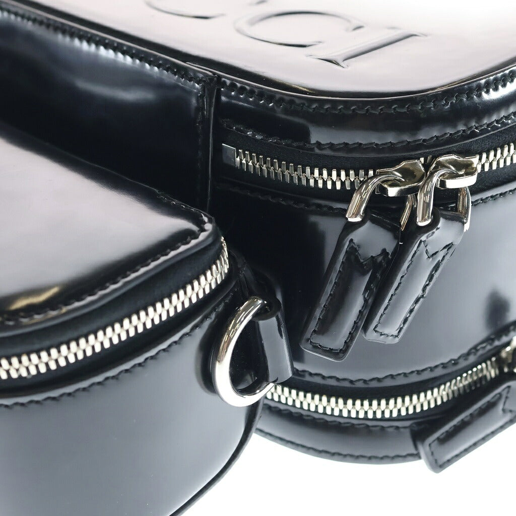 GUCCI(グッチ) 2Way Shoulder Bag パテントレザー ショルダーバッグ ブラック