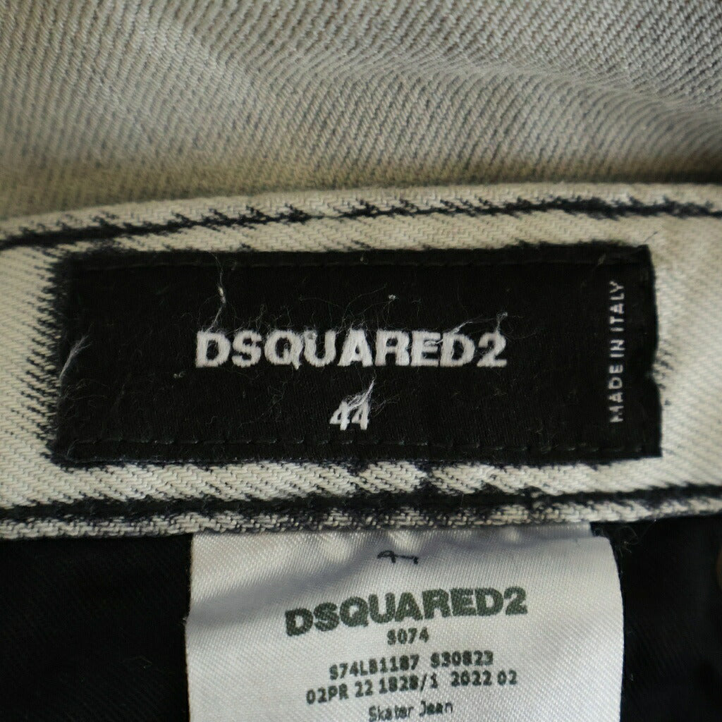 DSQUARED2(ディースクエアード) 22AW Skater Jean スケータージーンズ 裾ロゴ スキニーデニム グレー S74LB1187