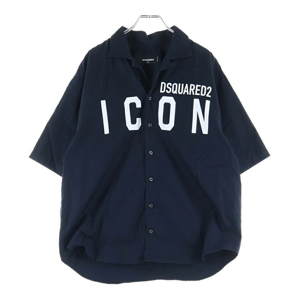 DSQUARED2(ディースクエアード) 20SS ICON オープンカラー半袖シャツ ブラック S79DL0002 S36275