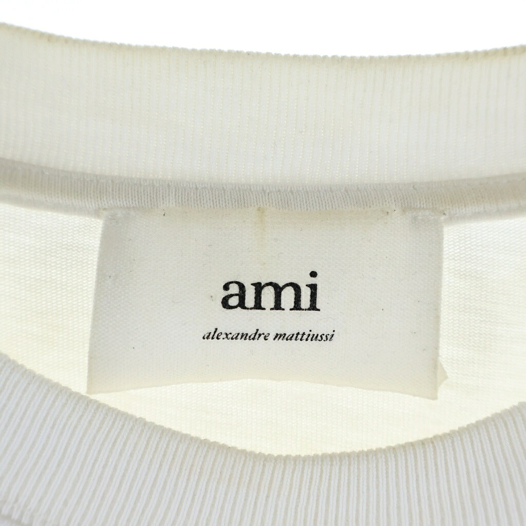 ami paris(アミパリス) ワンポイント刺繍 クルーネック半袖Tシャツ ホワイト BFUTS005.726