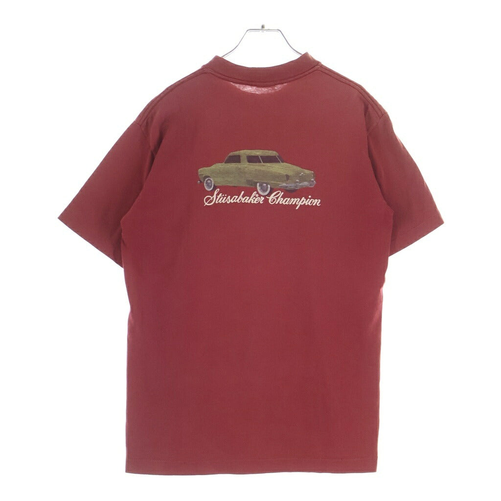 STUSSY(ステューシー) 90S OLD Stusabaker Champion スチュードベーカー チャンピオン 両面プリント 半袖Tシャツ 白タグ レッド