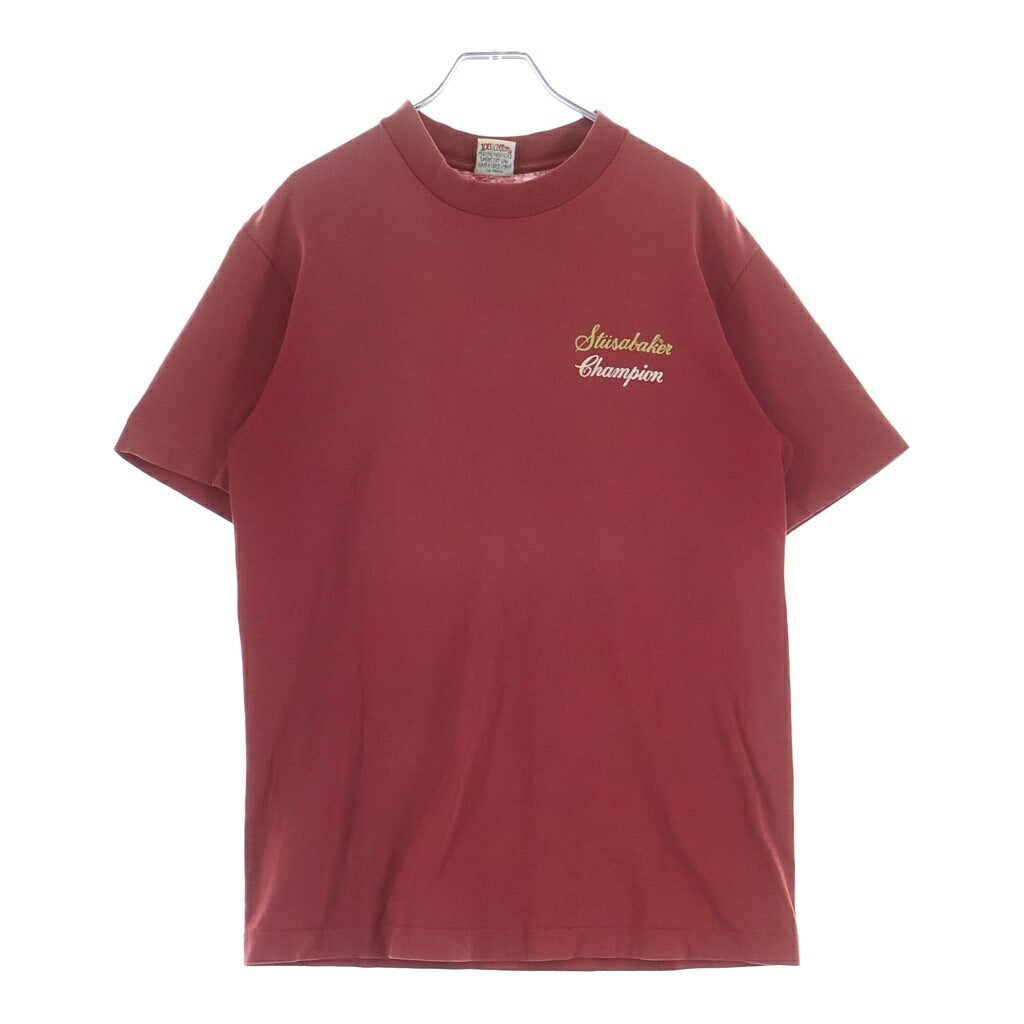 STUSSY(ステューシー) 90S OLD Stusabaker Champion スチュードベーカー チャンピオン 両面プリント 半袖Tシャツ 白タグ レッド