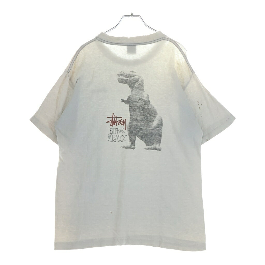 STUSSY(ステューシー) 90S OLD Big&Meaty ビッグアンドミーティー ティーレックスプリント 半袖Tシャツ 黒タグ グレー