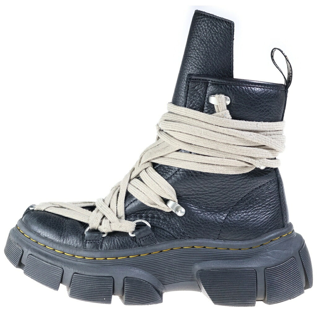 Rick Owens(リックオウエンス) ×Dr.Martens 1460 DMXL Megalace R0 メガレース サイドジップ ハイカット レザーブーツ AF500 ブラック