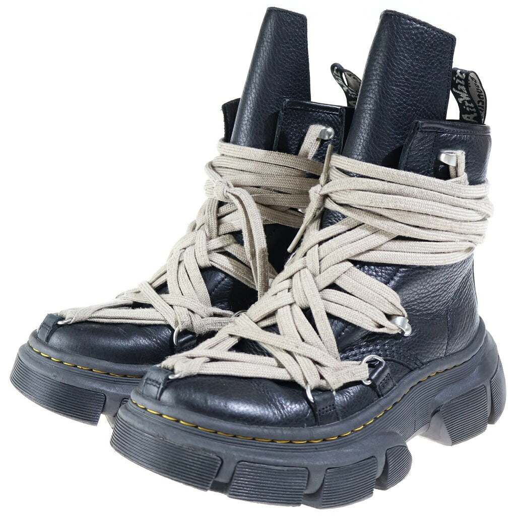 Rick Owens(リックオウエンス) ×Dr.Martens 1460 DMXL Megalace R0 メガレース サイドジップ ハイカット レザーブーツ AF500 ブラック