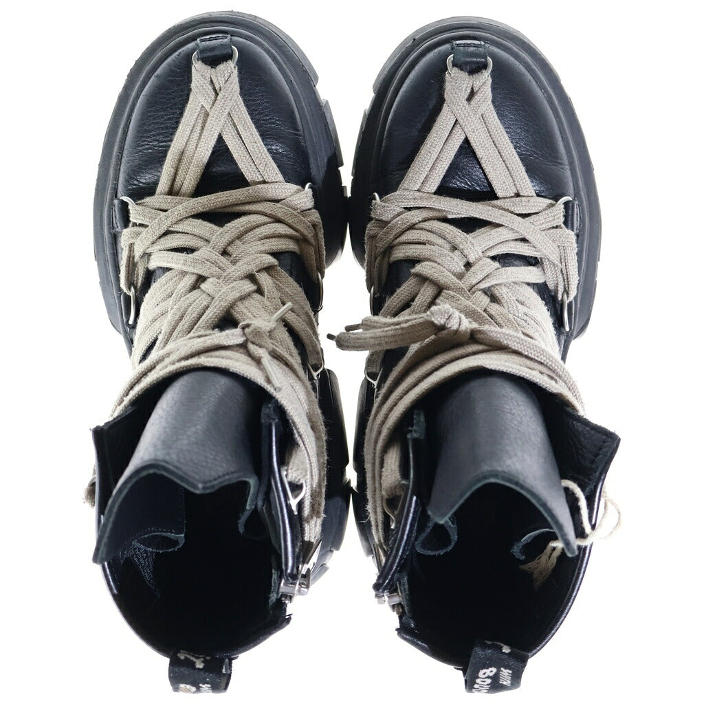 Rick Owens(リックオウエンス) ×Dr.Martens 1460 DMXL Megalace R0 メガレース サイドジップ ハイカット レザーブーツ AF500 ブラック