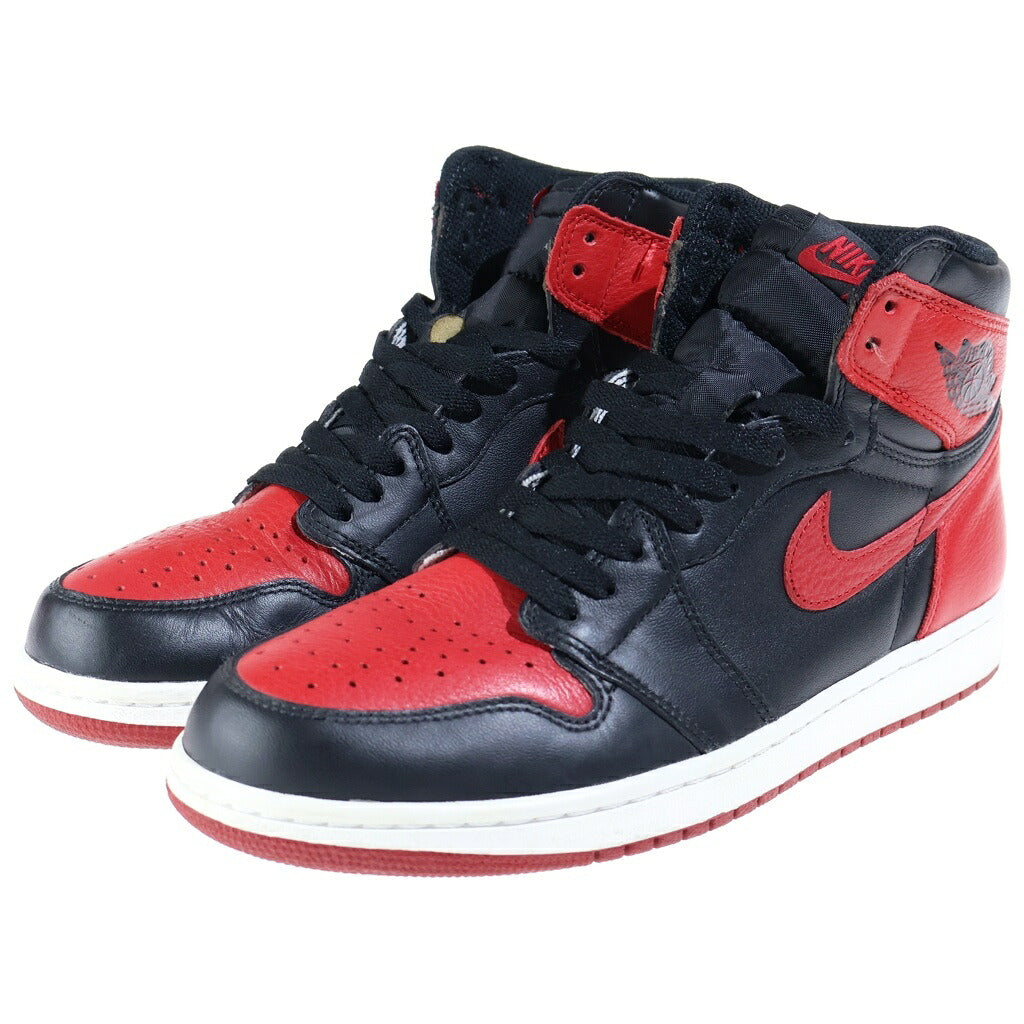NIKE(ナイキ) 【2016年製】AIR JORDAN 1 RETRO HIGH OG BRED BANNED 555088-001 エアジョーダン1 レトロ ブレッド バンド ハイカットスニーカー US9.5/27.5cm ブラック/レッド