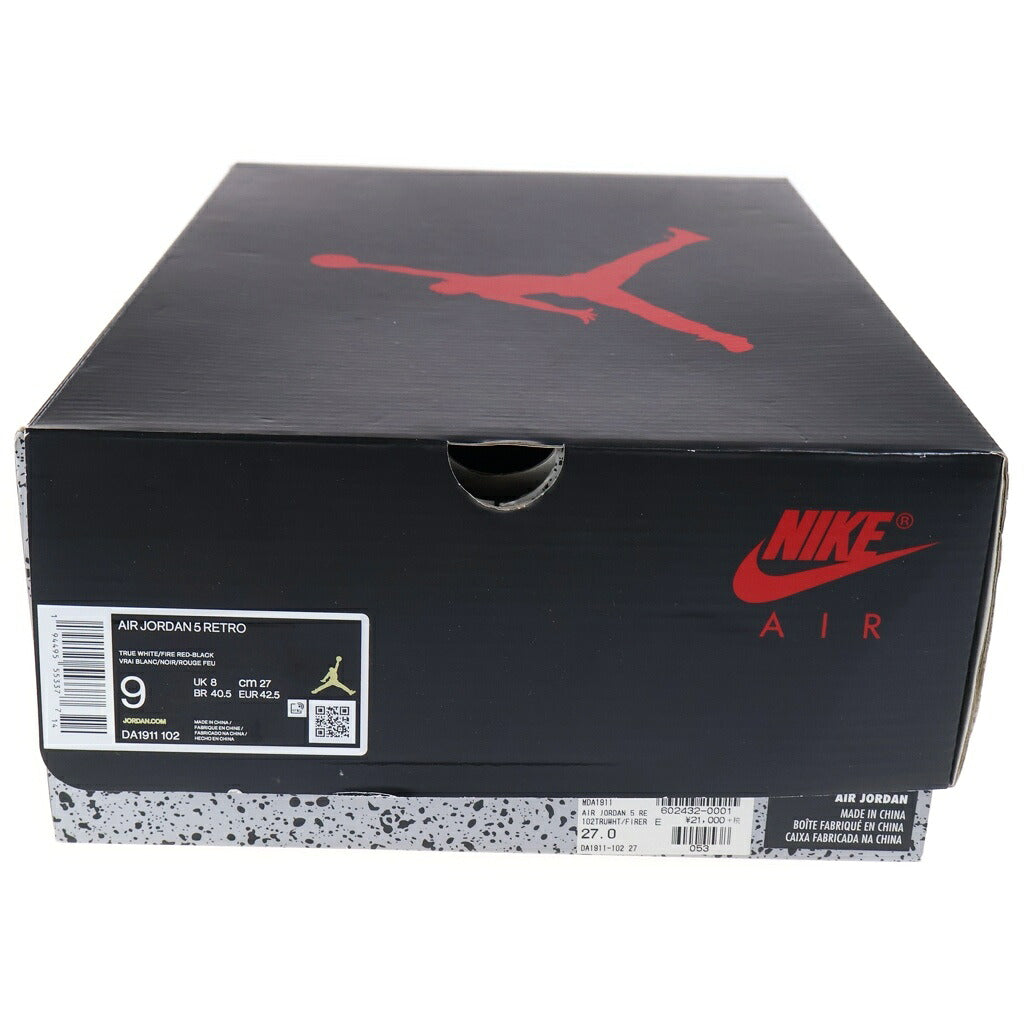 NIKE(ナイキ) AIR JORDAN 5 RETRO OG FIRE RED DA1911-102 エアジョーダン レトロ ファイアレッド ハイカットスニーカー US9/27.0cm ホワイト/レッド