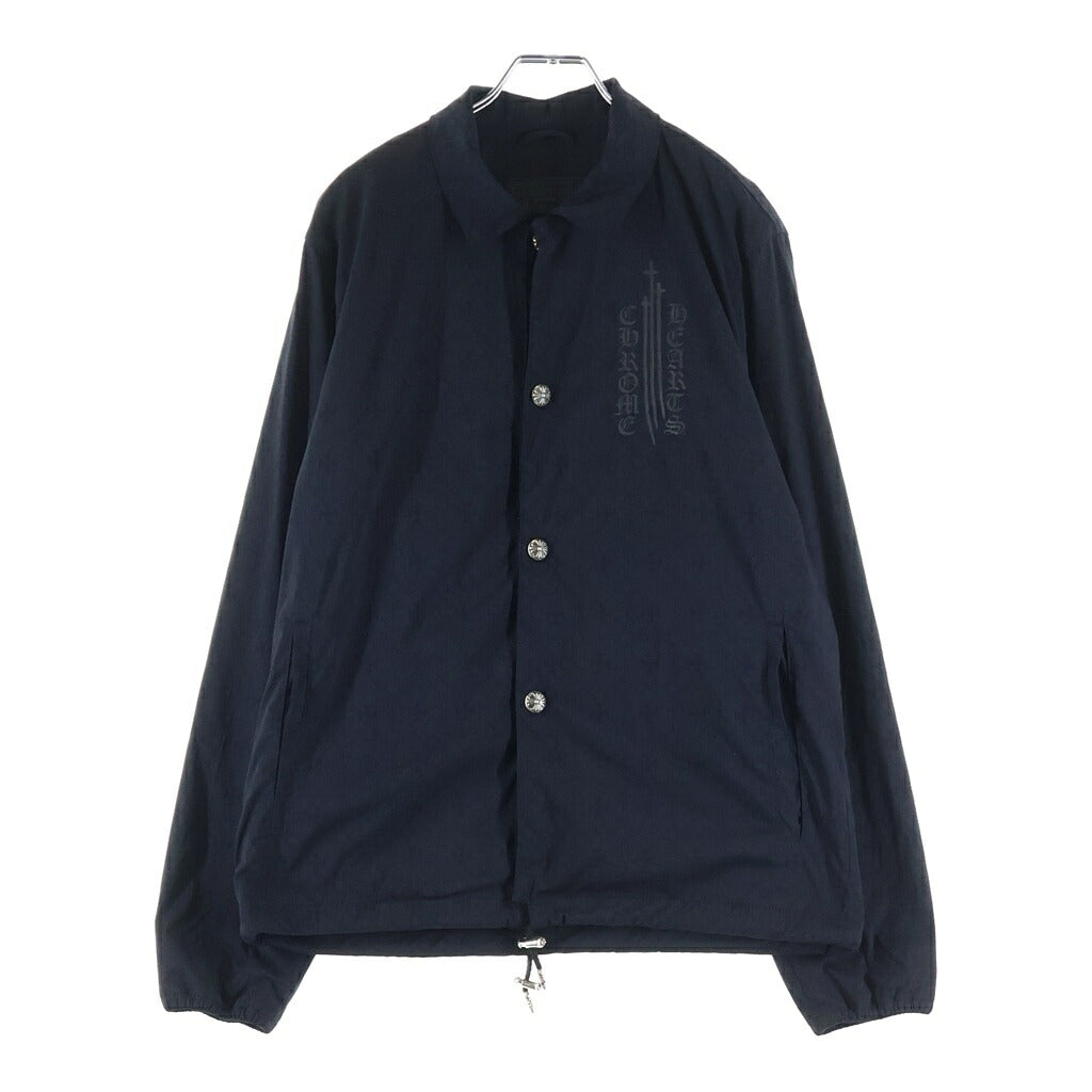 CHROME HEARTS(クロムハーツ) RIGGINS FBRC レタリングプリント クロスボールボタン ナイロンコーチジャケット ブラック