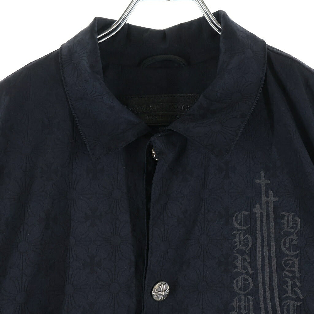 CHROME HEARTS(クロムハーツ) RIGGINS FBRC レタリングプリント クロスボールボタン ナイロンコーチジャケット ブラック