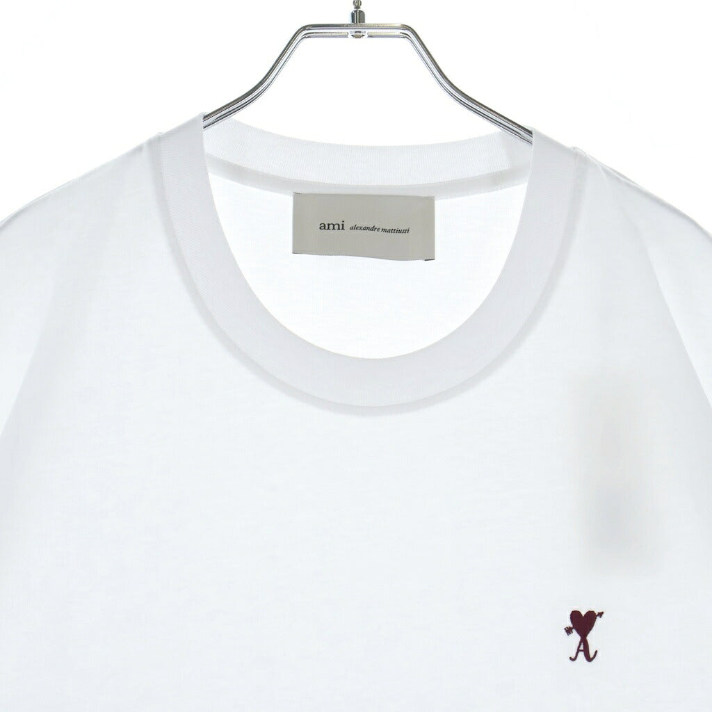 ami paris(アミパリス) フロントロゴ刺繍 半袖Tシャツカットソー HTS411.JE0270 ホワイト