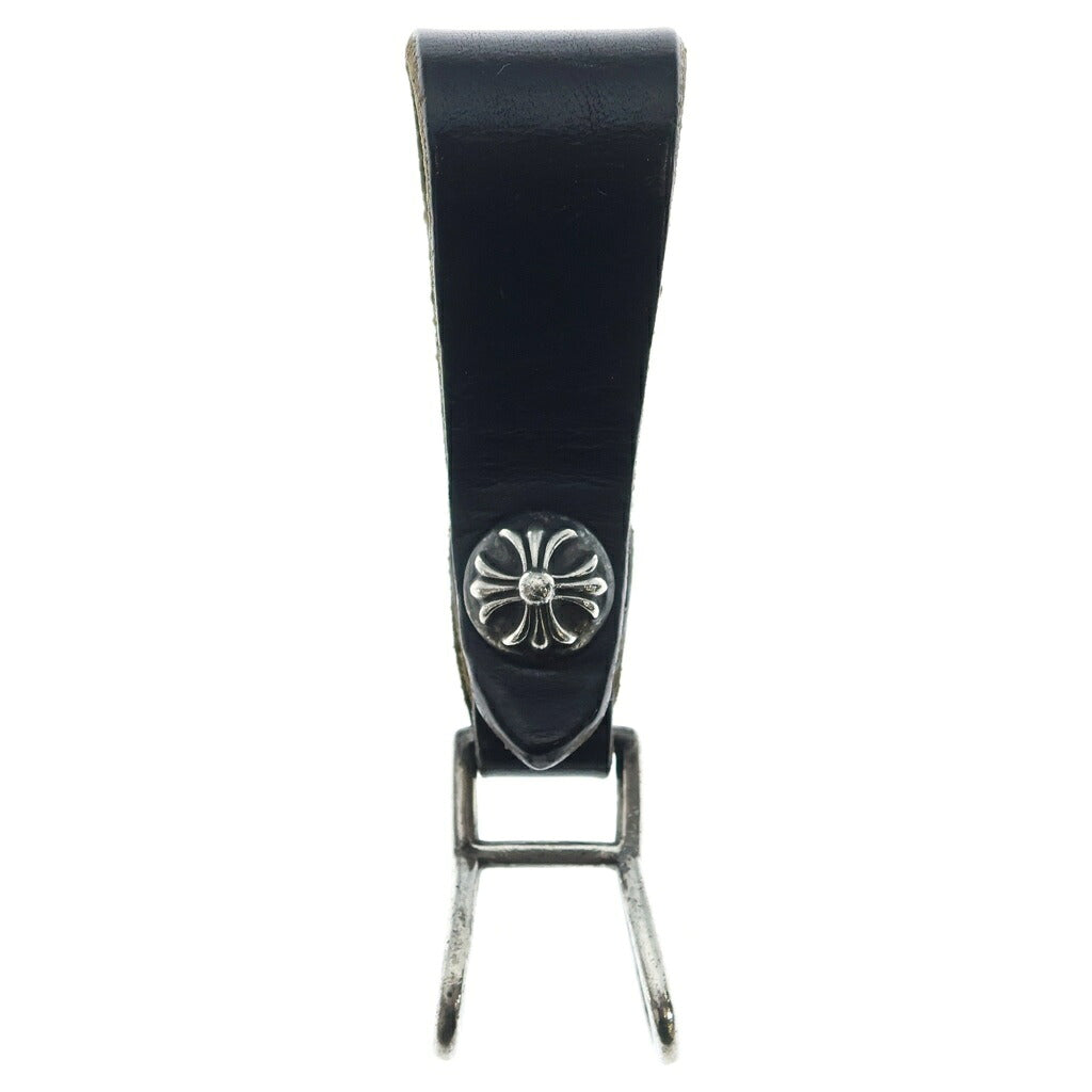 CHROME HEARTS(クロムハーツ) BELT LOOP クロスボールボタンレザーベルトループ シルバー/ブラック BCA397