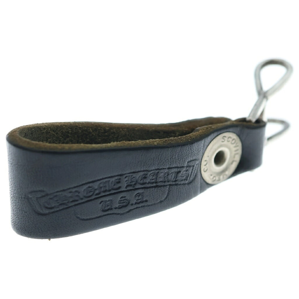 CHROME HEARTS(クロムハーツ) BELT LOOP クロスボールボタンレザーベルトループ シルバー/ブラック BCA397