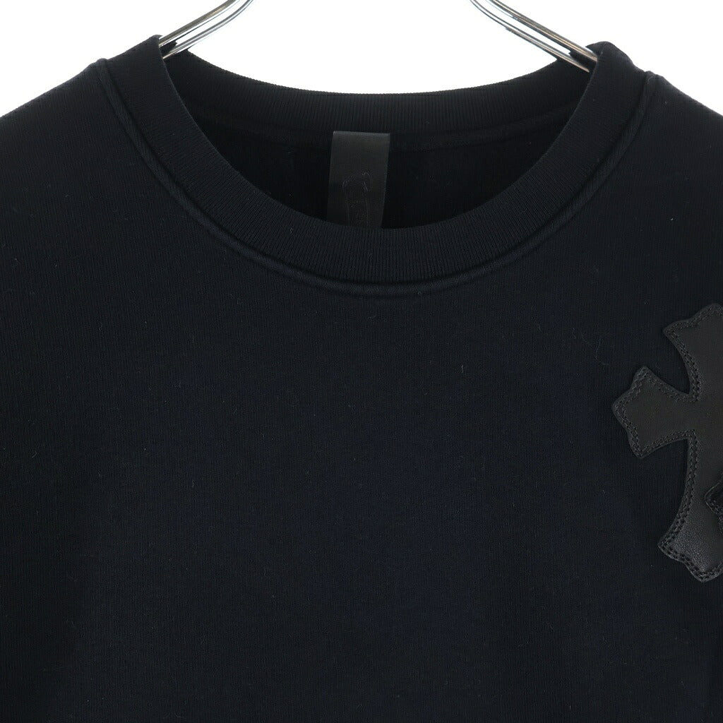 CHROME HEARTS(クロムハーツ) Y NOT CREW NECK SWEAT パテントレザークロスパッチクルーネックスウェット ブラック