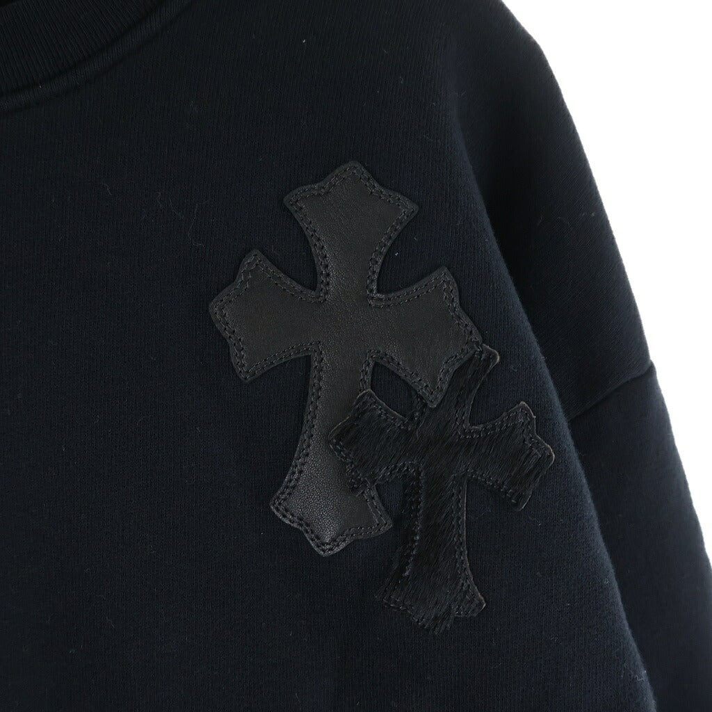 CHROME HEARTS(クロムハーツ) Y NOT CREW NECK SWEAT パテントレザークロスパッチクルーネックスウェット ブラック