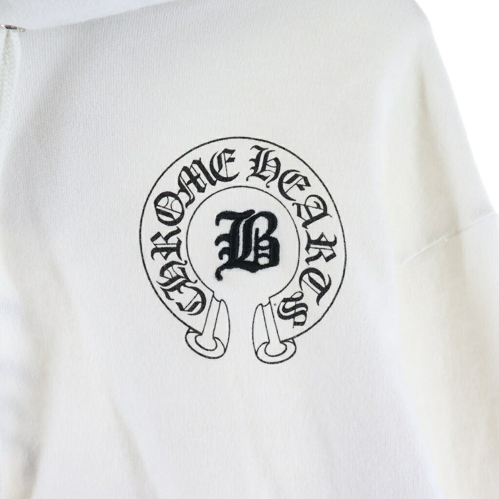 CHROME HEARTS(クロムハーツ) ×Bella Hadid BELLA HD PLVR SHT ×ベラハディッド ロゴ刺繍 ショート丈プルオーバーパーカー ホワイト