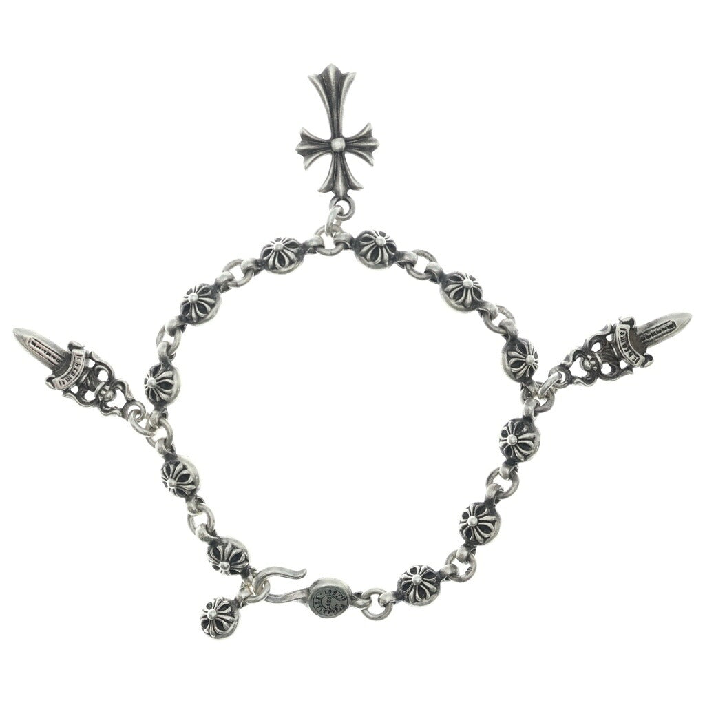 CHROME HEARTS(クロムハーツ) NO1 BALL #1クロスボール #5ダガー タイニーCHクロス モチーフ ブレスレット シルバー