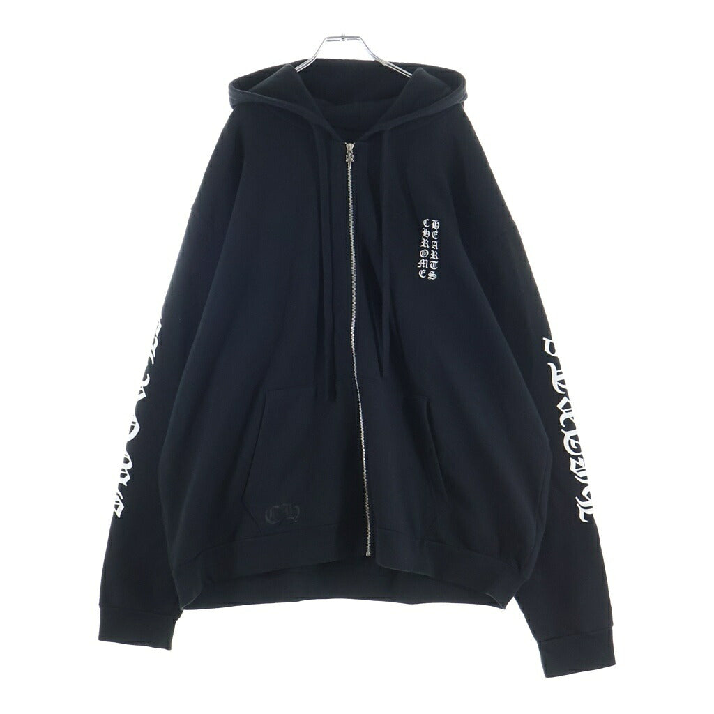 CHROME HEARTS(クロムハーツ) Vertical Logo SWTSHRT HD ZIP バーティカルロゴ スウェットシャツ ジップアップパーカー ブラック